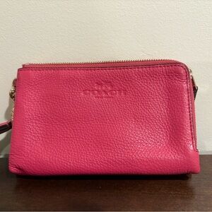 Coach Vibrant Pink Leather Wristlet
